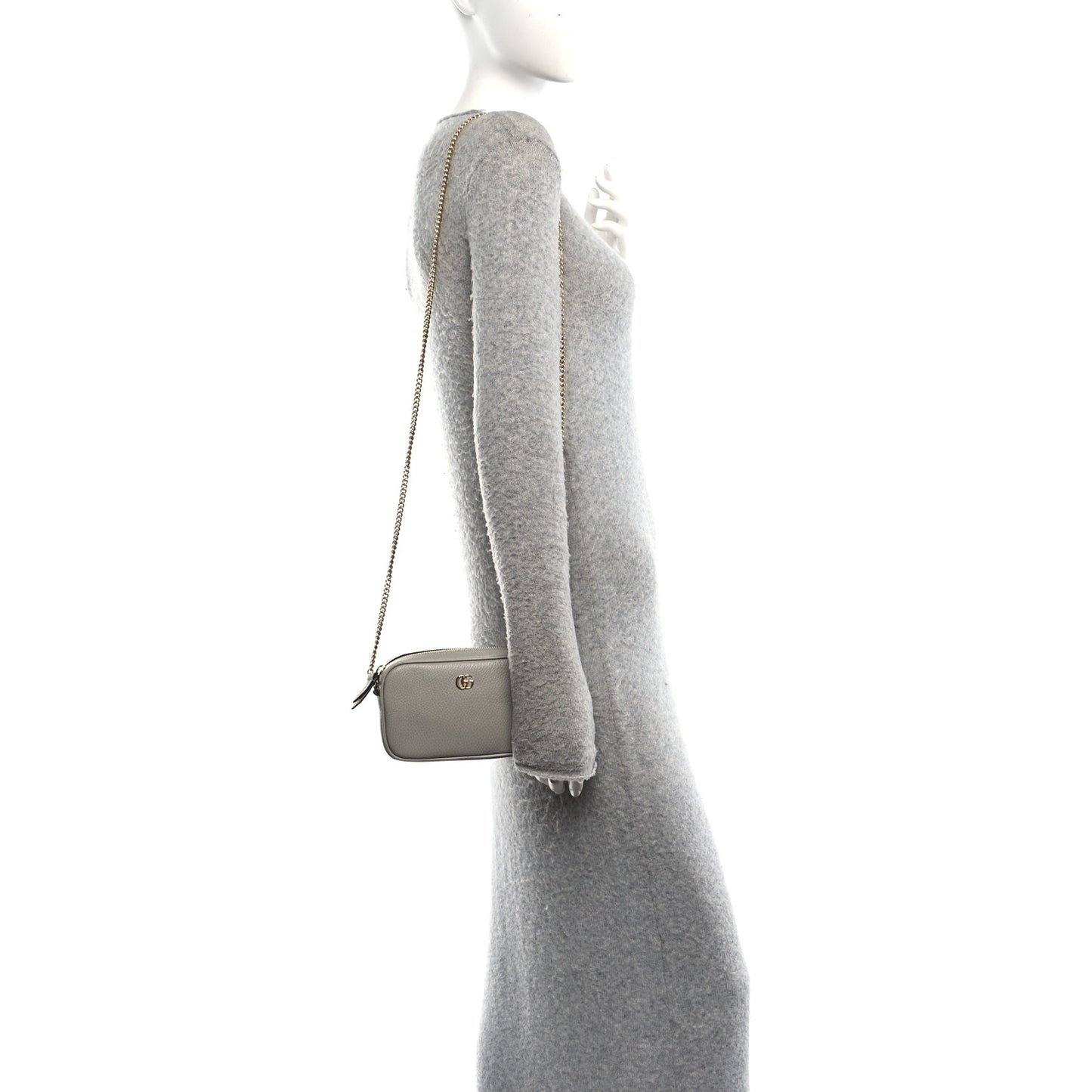 Dollar Calfskin Super Mini GG Marmont Chain Shoulder Bag Deep Grey