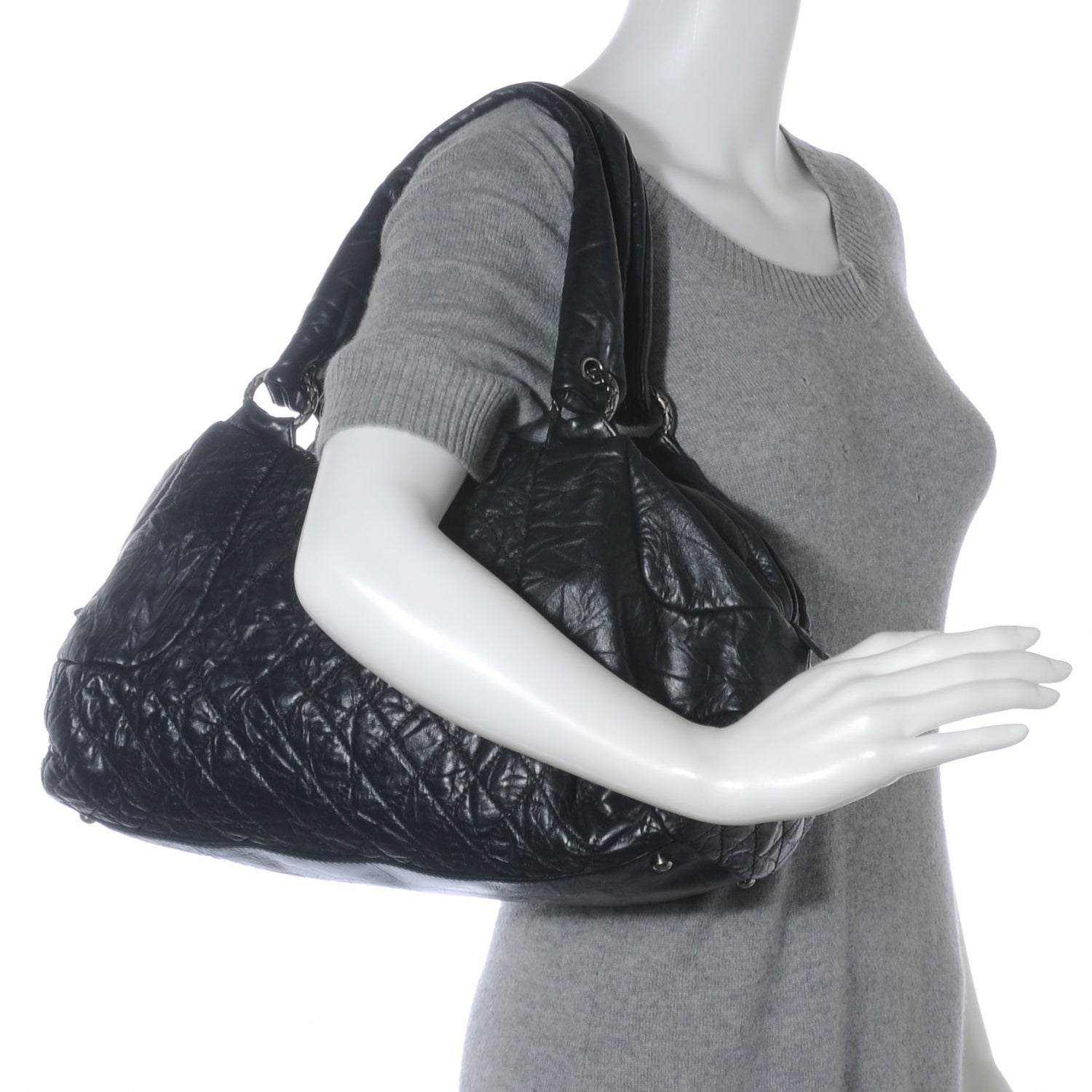 Chanel Aged Calfskin Coco Rider Bowling Bag Black 2 of 7