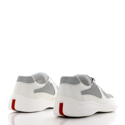 Prada Vitello Soft Mesh Mens America's Cup Sneakers 9 White Argento 4 of 9
