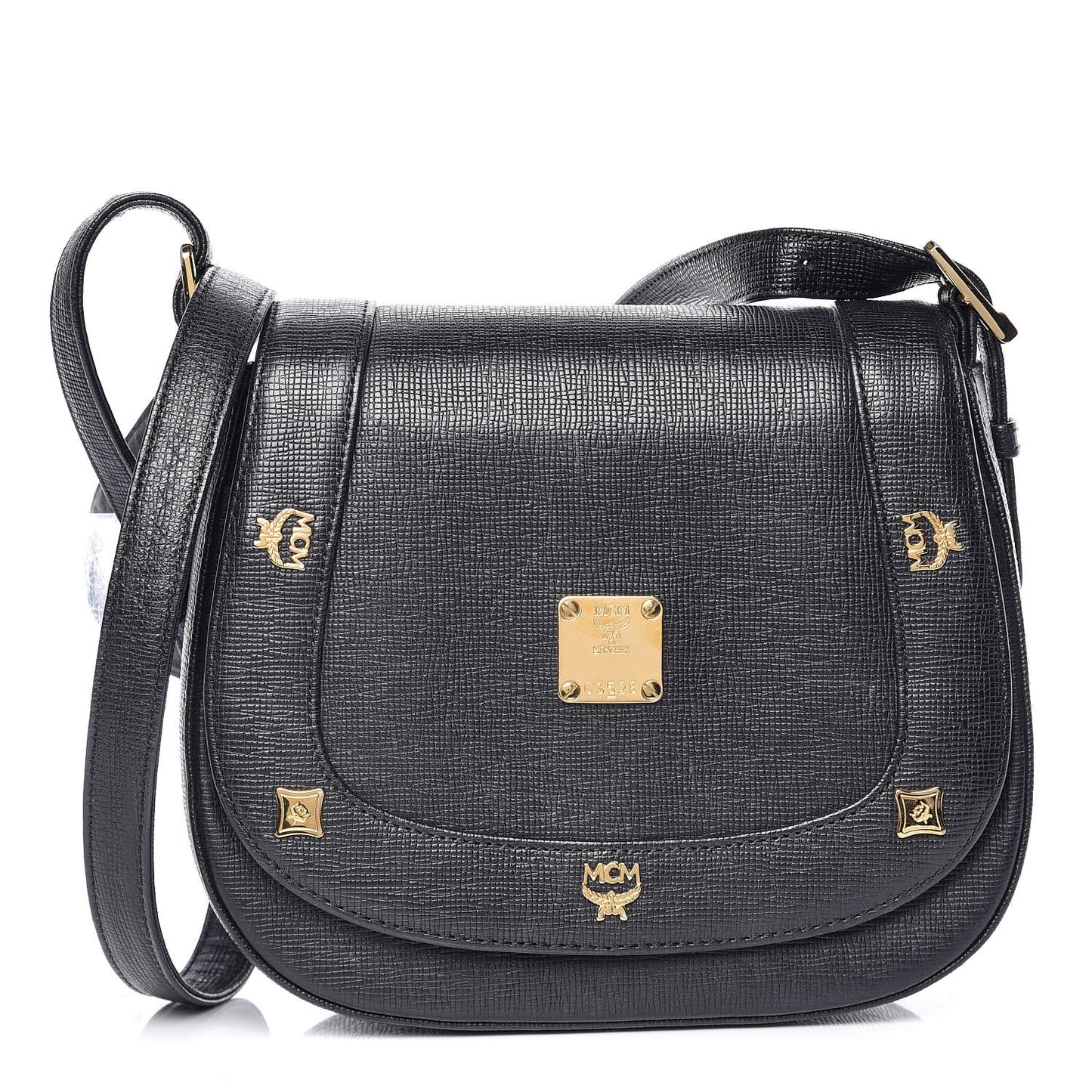 Saffiano Studded Crossbody Black