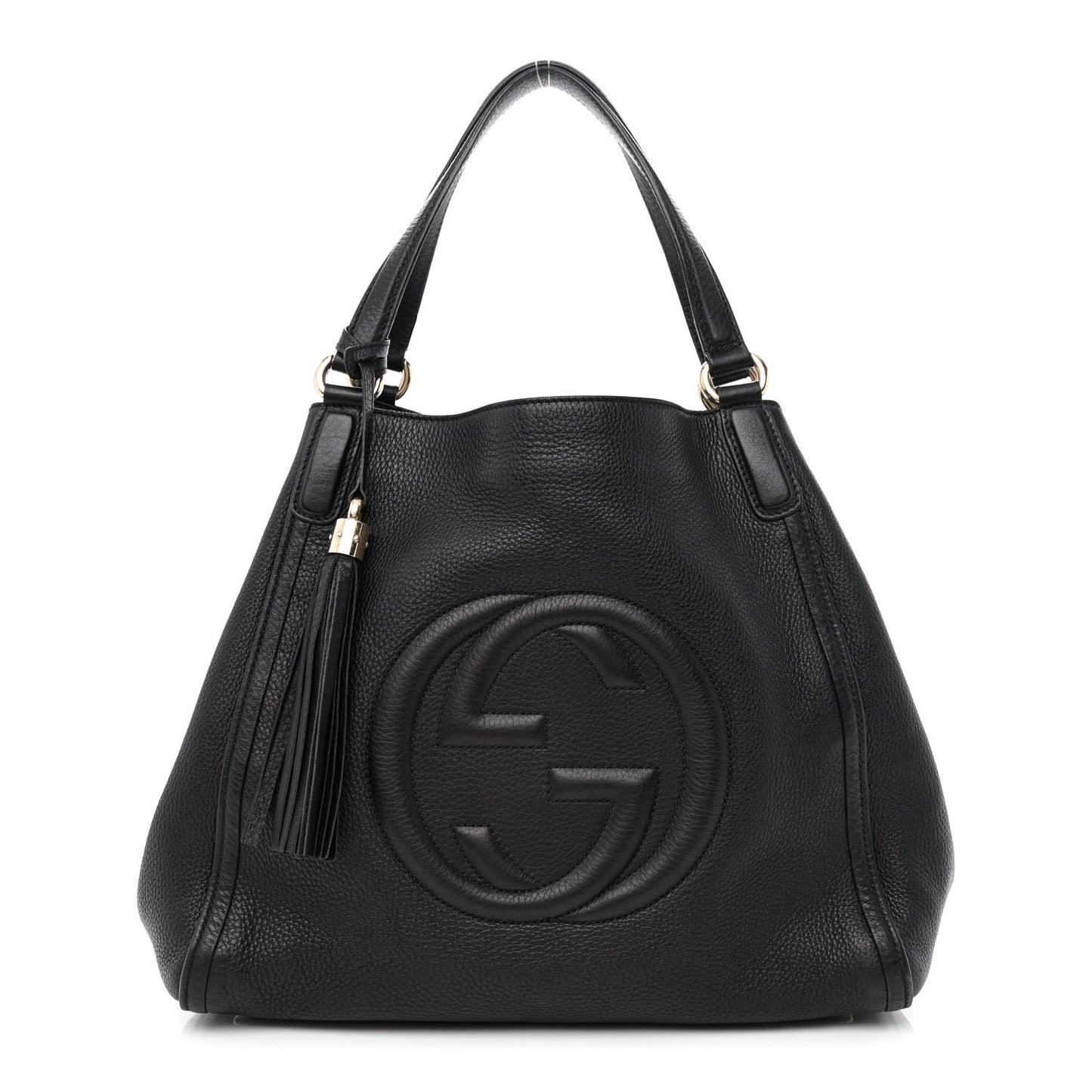 Pebbled Calfskin Medium Soho Shoulder Bag Black
