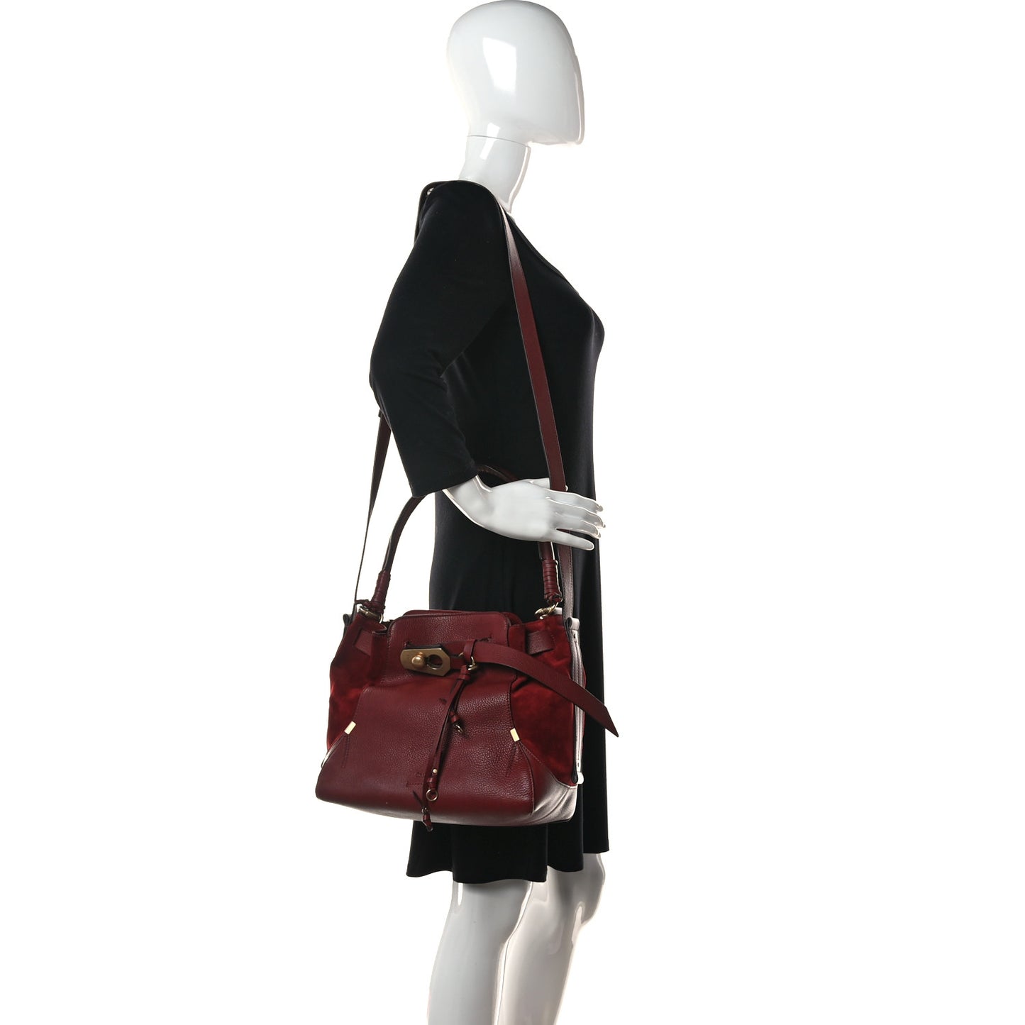 Suede Calfskin Medium Owen Bucket Bag Sienna Red
