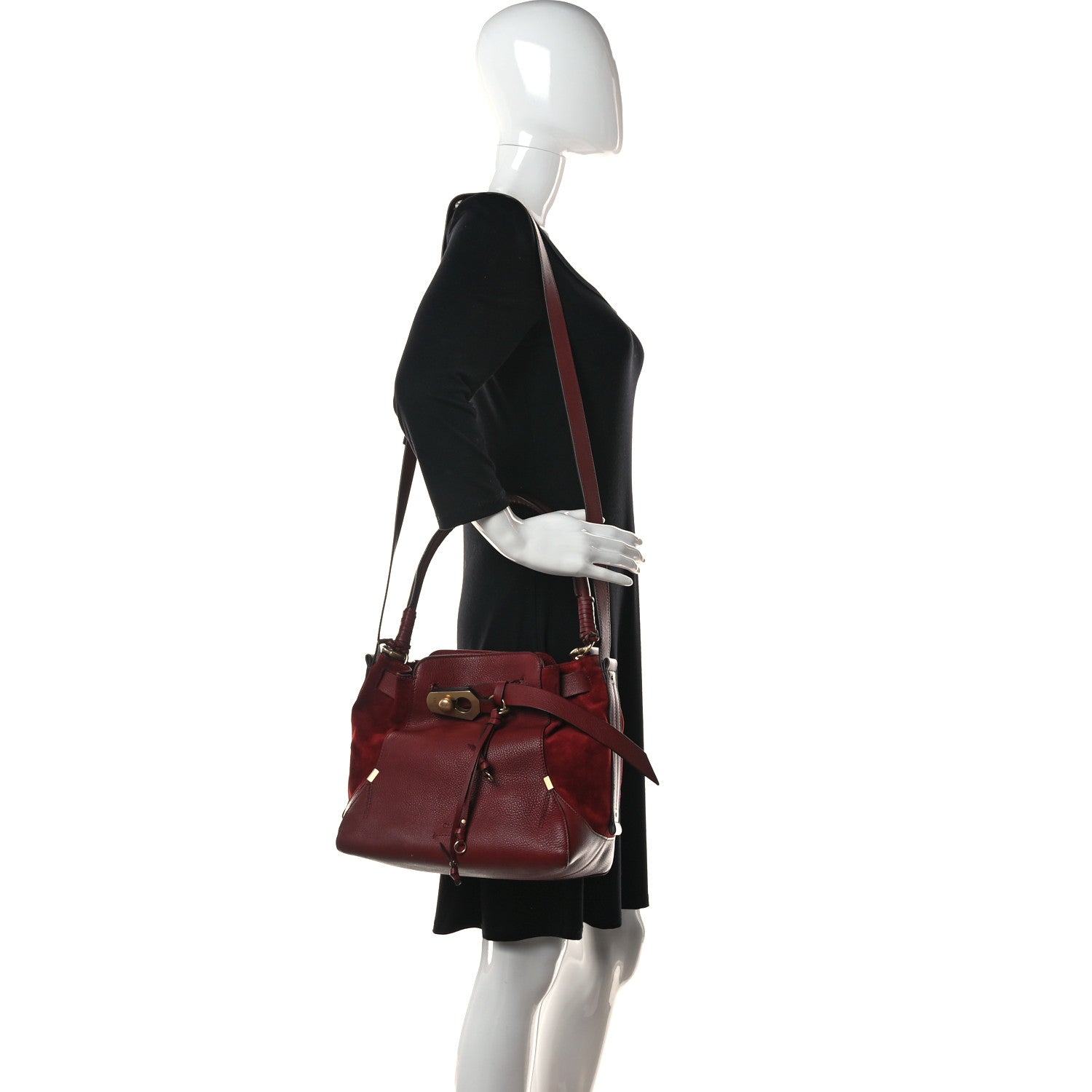 Chloe Suede Calfskin Medium Owen Bucket Bag Sienna Red 2 of 19
