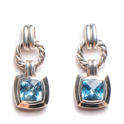 David Yurman Sterling Silver Blue Topaz 7mm Renaissance Drop Earrings 1 of 4
