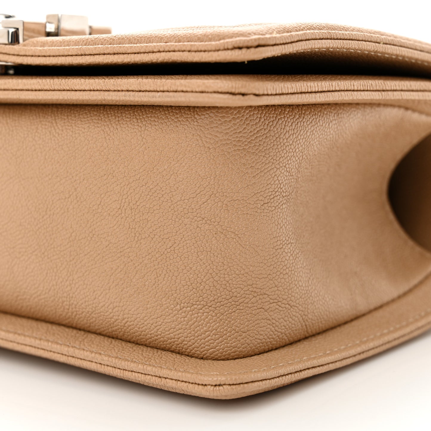 Caviar Quilted Small Boy Flap Beige