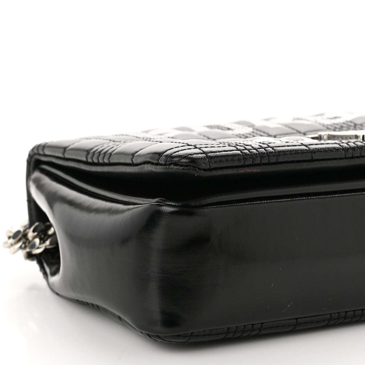 Patent Quilted Horseferry Print Small Lola Bag Black