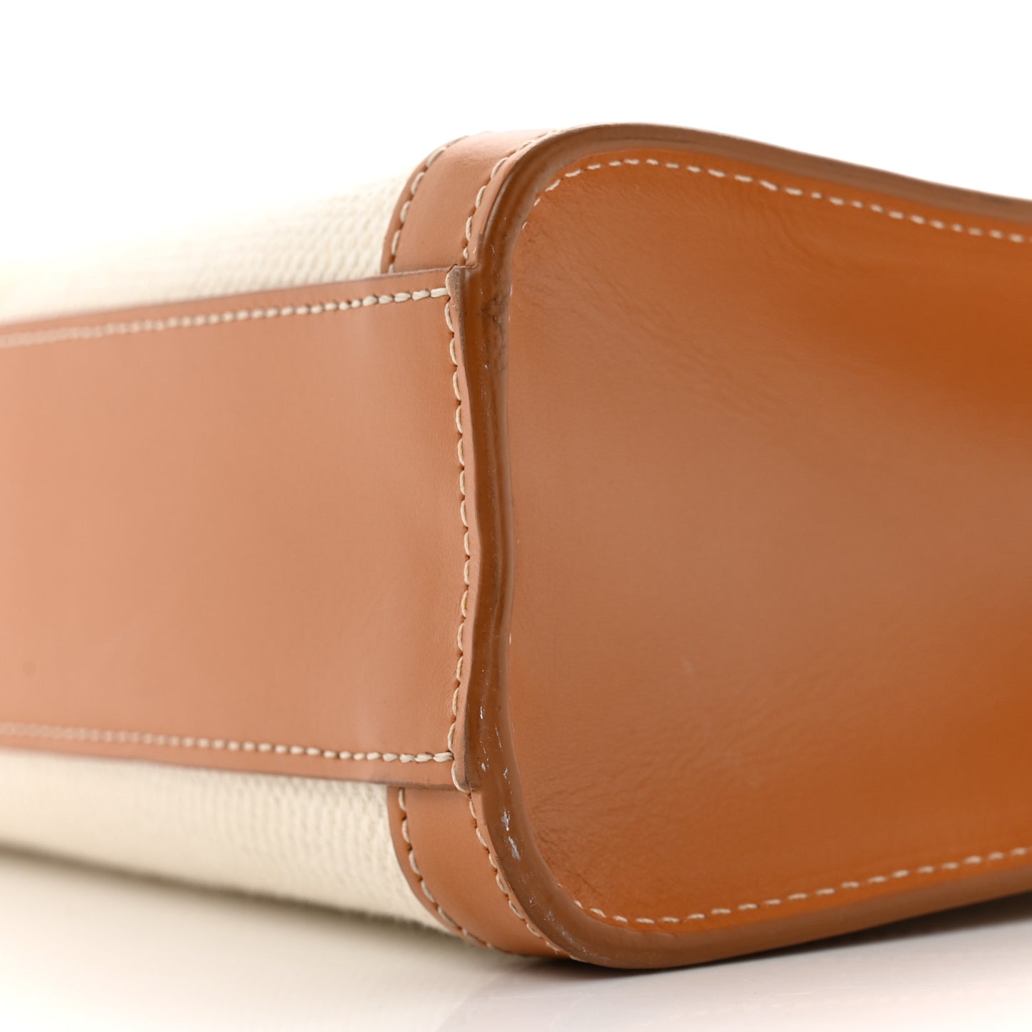 Canvas Calfskin Logo Print Small Vertical Cabas Natural Tan