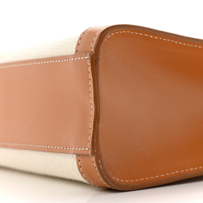 Celine Canvas Calfskin Logo Print Small Vertical Cabas Natural Tan 11 of 14
