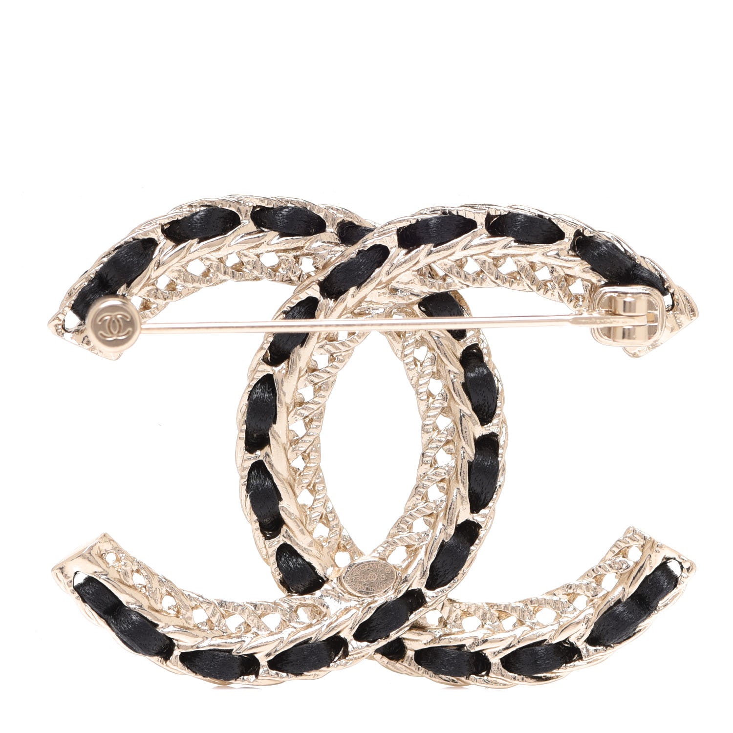 Chanel Lambskin Chain CC Brooch Black Gold 3 of 5