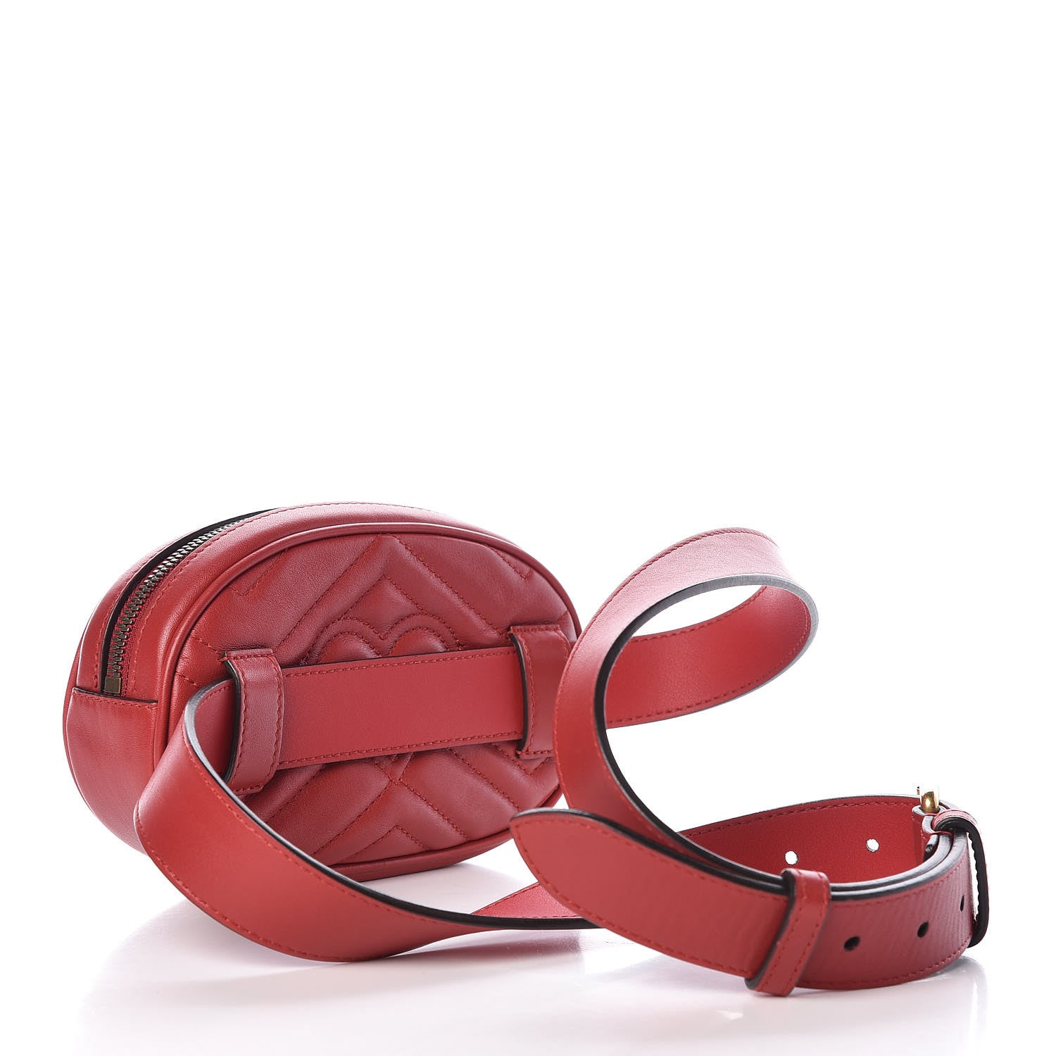 Gucci Calfskin Matelasse GG Marmont Belt Bag 95 38 Hibiscus Red 3 of 8