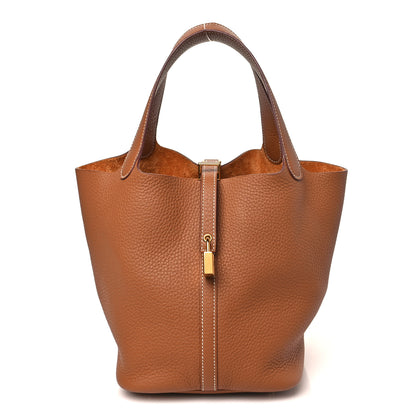 Hermes Taurillon Clemence Picotin Lock 22 MM Gold 1 of 11