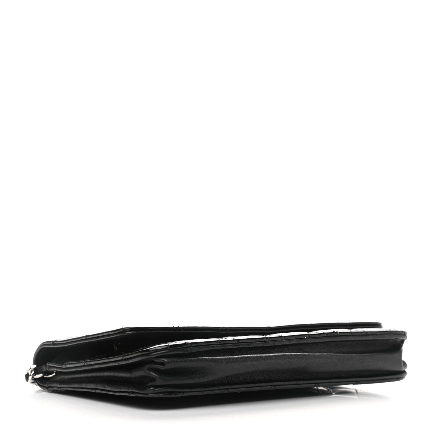 Patent Quilted Wallet On Chain WOC Black