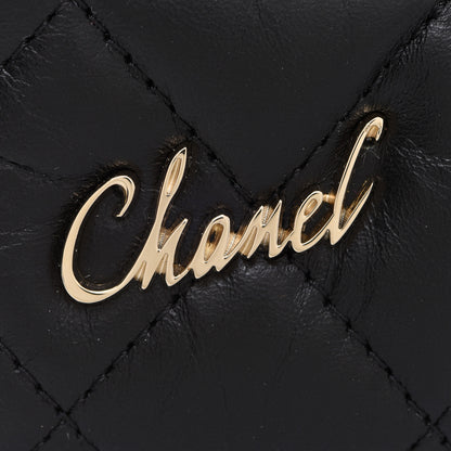 Chanel Aged Calfskin Quilted Small New York Charms 2.55 Reissue Zip Around Wallet Black 12 of 13