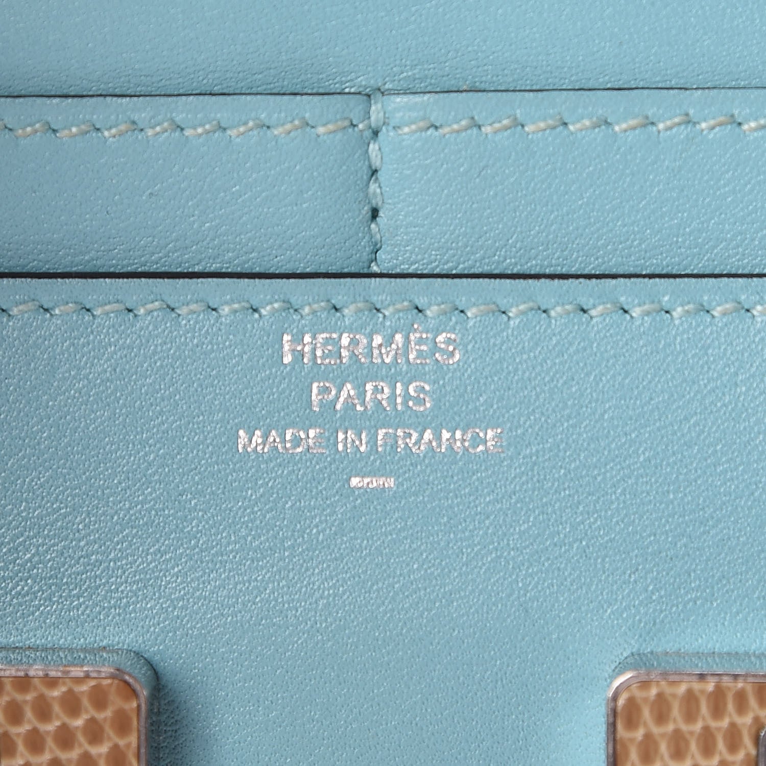 Hermes Tadelakt Lizard Constance Short Wallet Bleu Atoll Ficelle 6 of 11