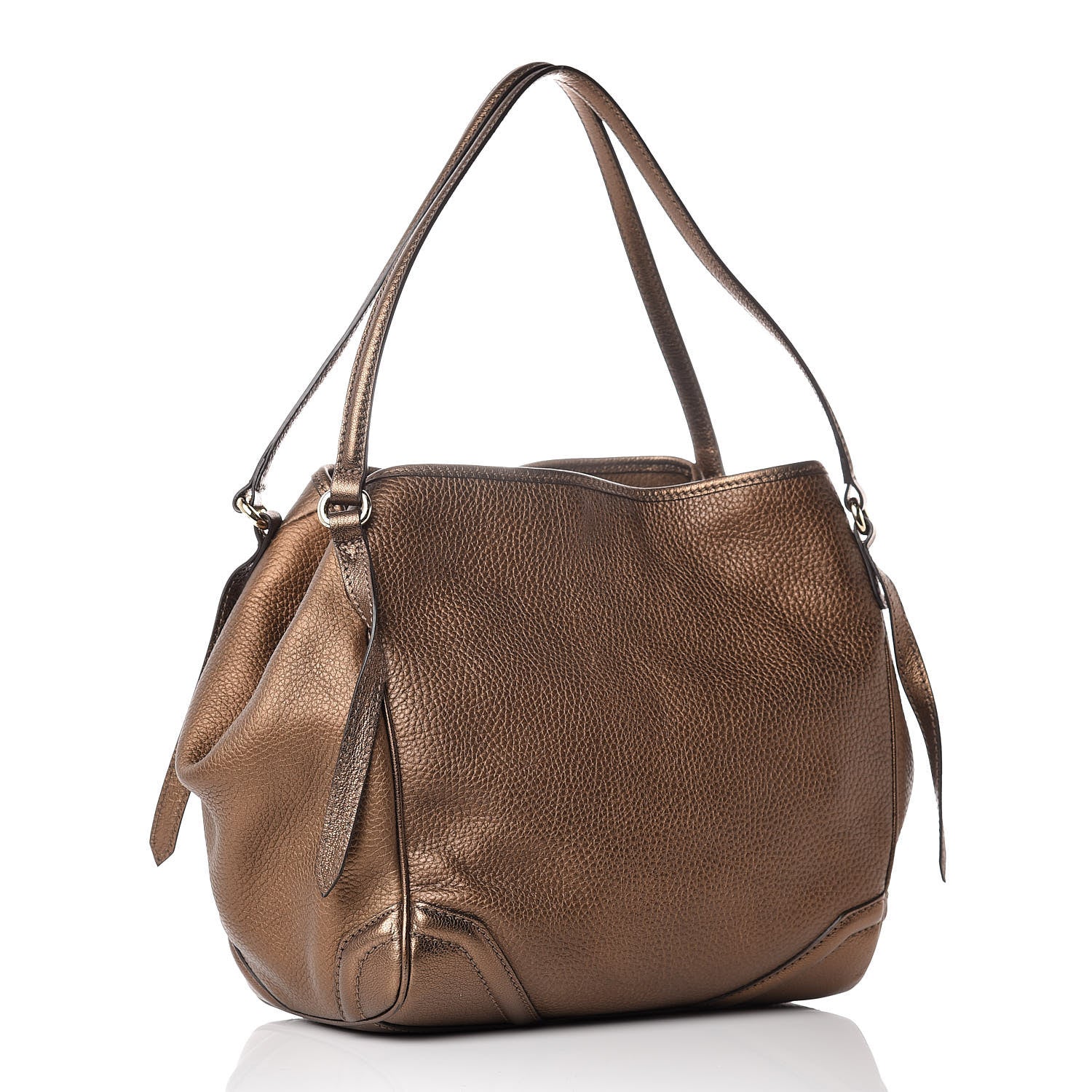 Burberry Metallic Grainy Calfskin Small Canterbury Tote Gold 3 of 12
