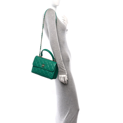 Chanel Lambskin Quilted Small Trendy CC Flap Dual Handle Bag Green 2 of 10