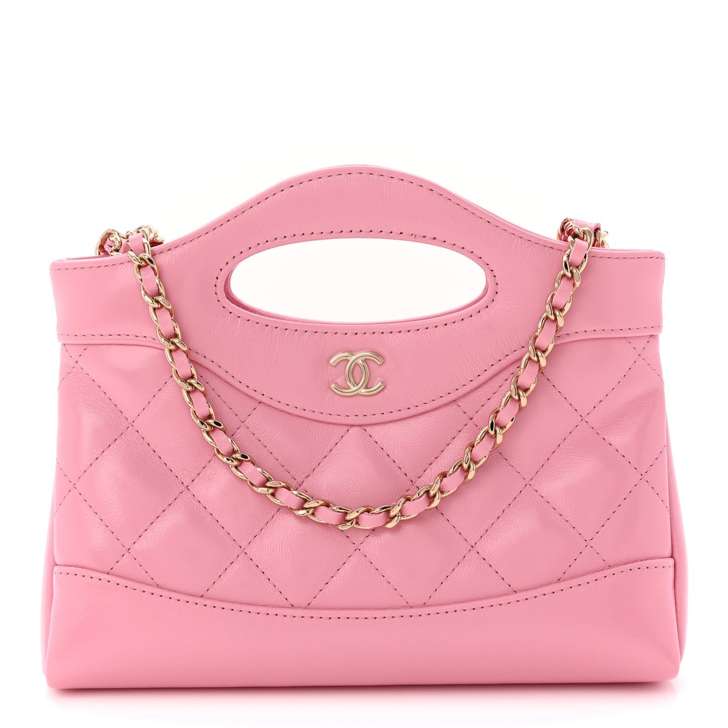Shiny Lambskin Quilted Nano 31 Shopping Bag Pink