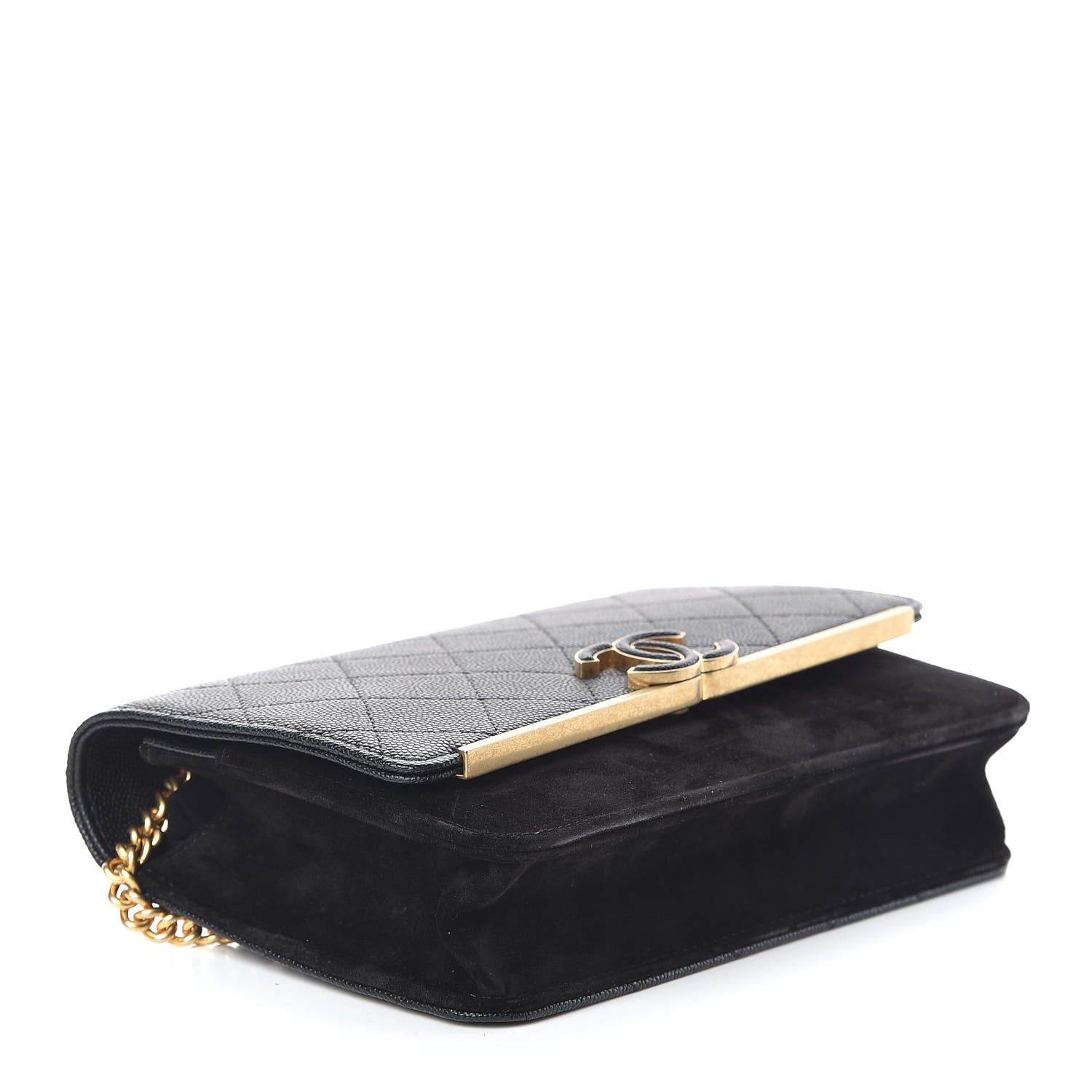 Chanel Caviar Suede Stitched Lady Coco Wallet On Chain WOC Black 4 of 15