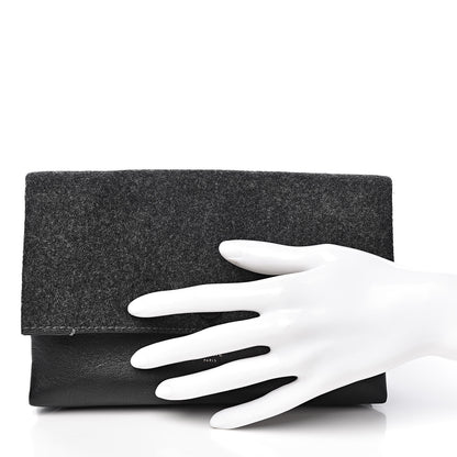 Celine Calfskin Felt All Soft Pouch Grey 2 of 8