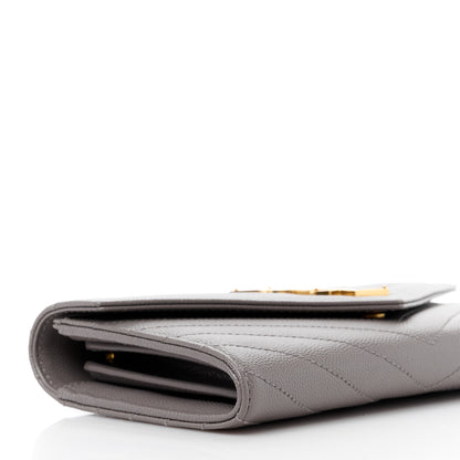 Saint Laurent Grain De Poudre Matelasse Chevron Monogram Flap Wallet Storm 9 of 15