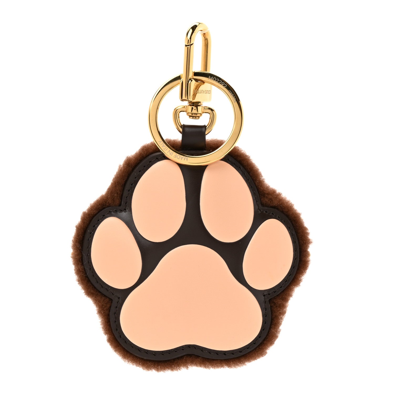 Louis Vuitton Shearling LV Paw Key Holder Bag Charm Brown 1812012