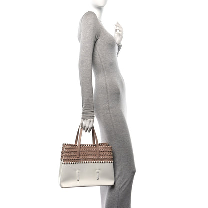 Alaia Calfskin Laser Cut Tote Nude White 2 of 11