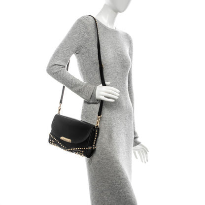 Burberry Polished Bridle Calfskin Studded Small Abbott Crossbody Bag Black 2 of 8
