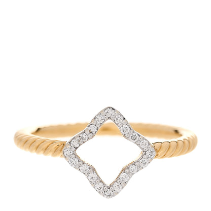 David Yurman 18K Yellow Gold Diamond Open Quatrefoil Ring 56 7.75 1 of 4