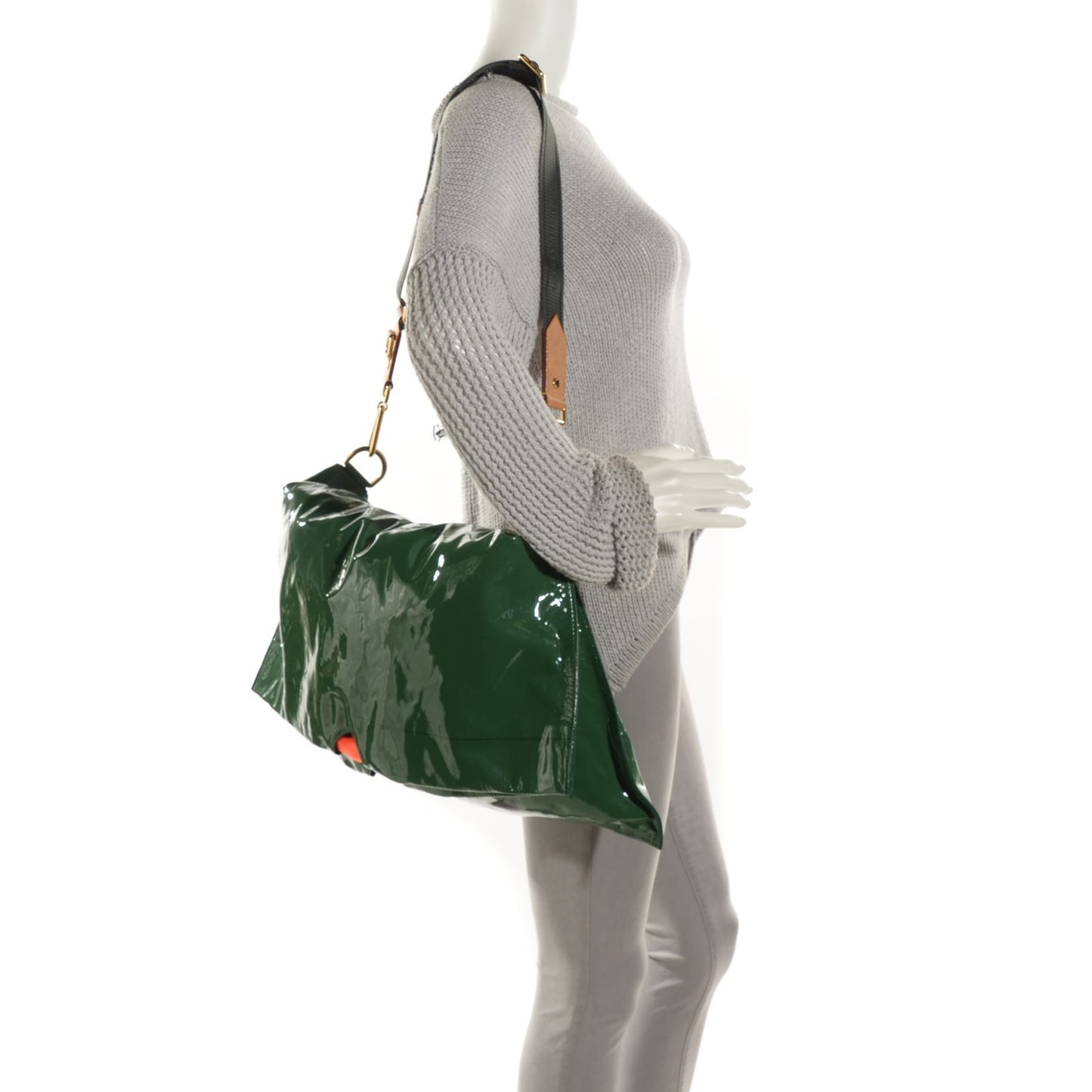 Patent Lambskin Raindrop Besace Emeraude