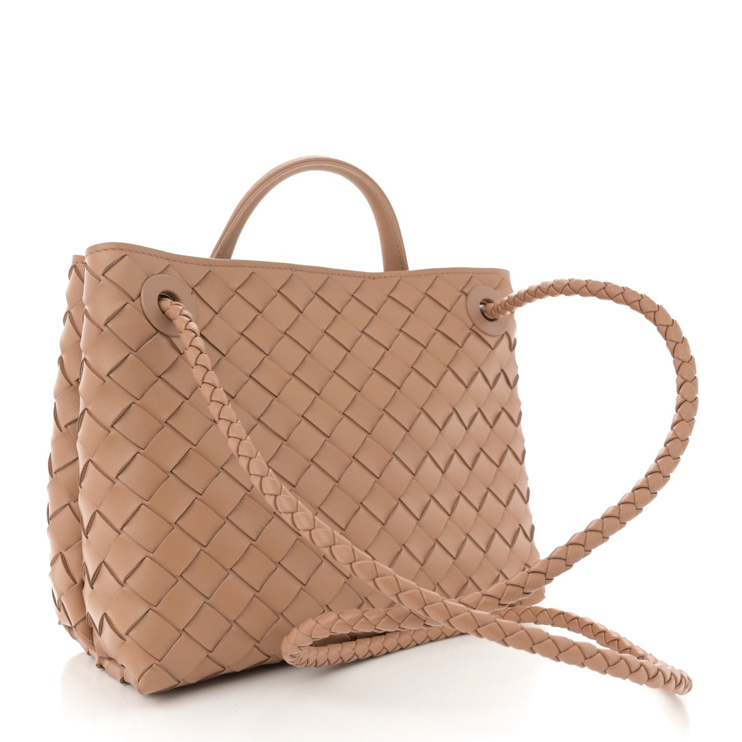 Nappa Intrecciato Small Andiamo Shoulder Bag Biscuit