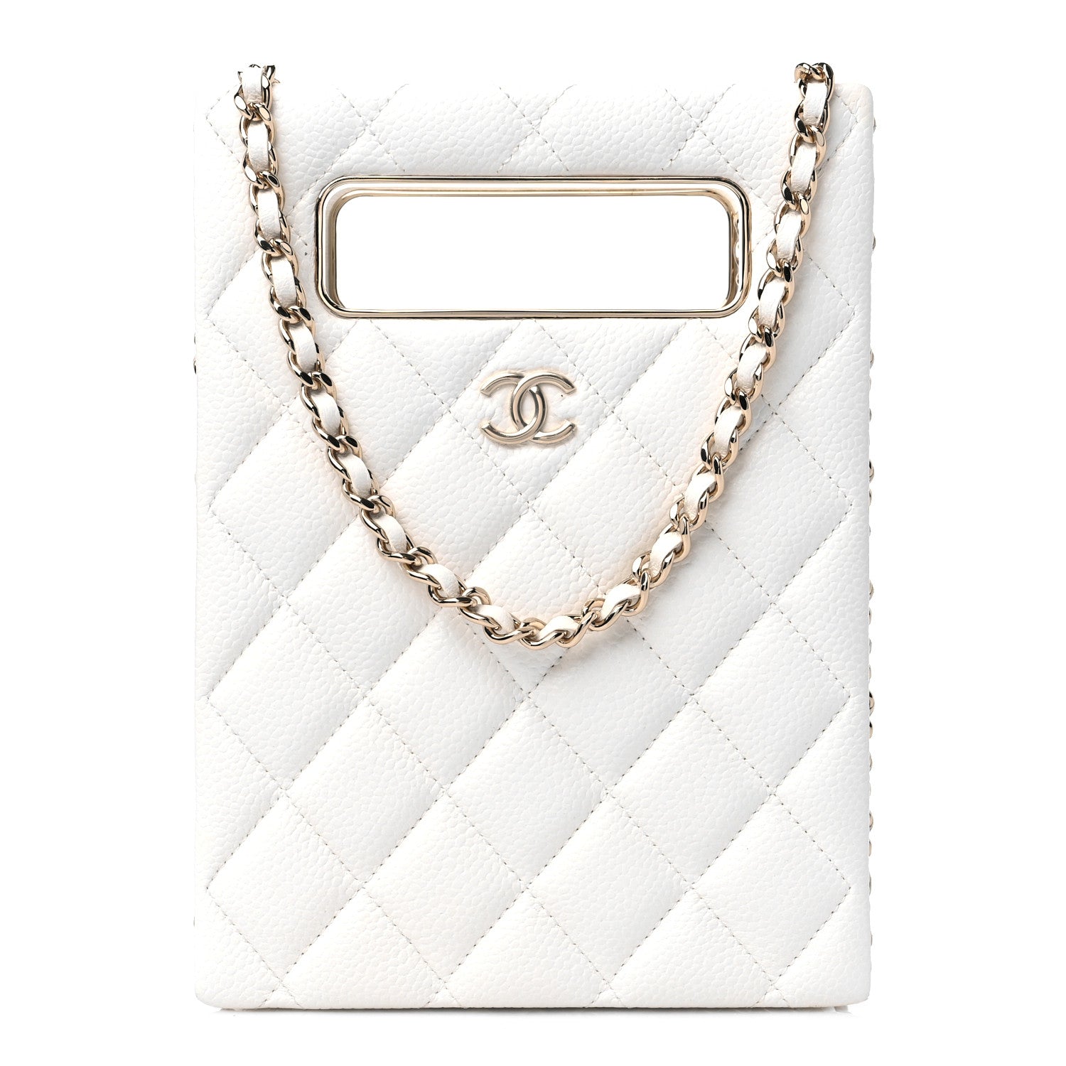 Chanel Caviar Quilted Evening Box Bag White 1 of 9