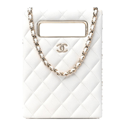 Chanel Caviar Quilted Evening Box Bag White 1 of 9