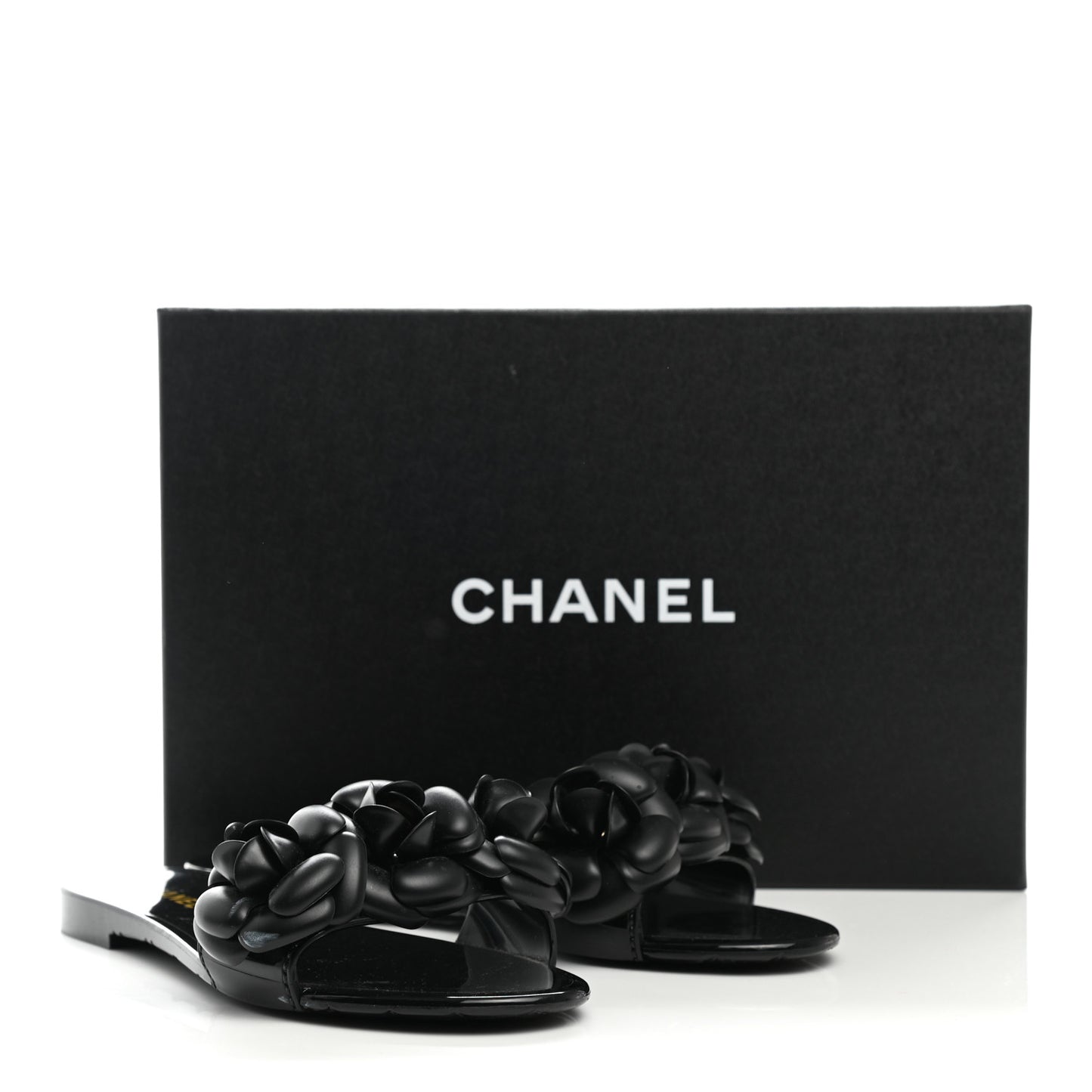 Patent Quilted Camellia Sandal 38 Black