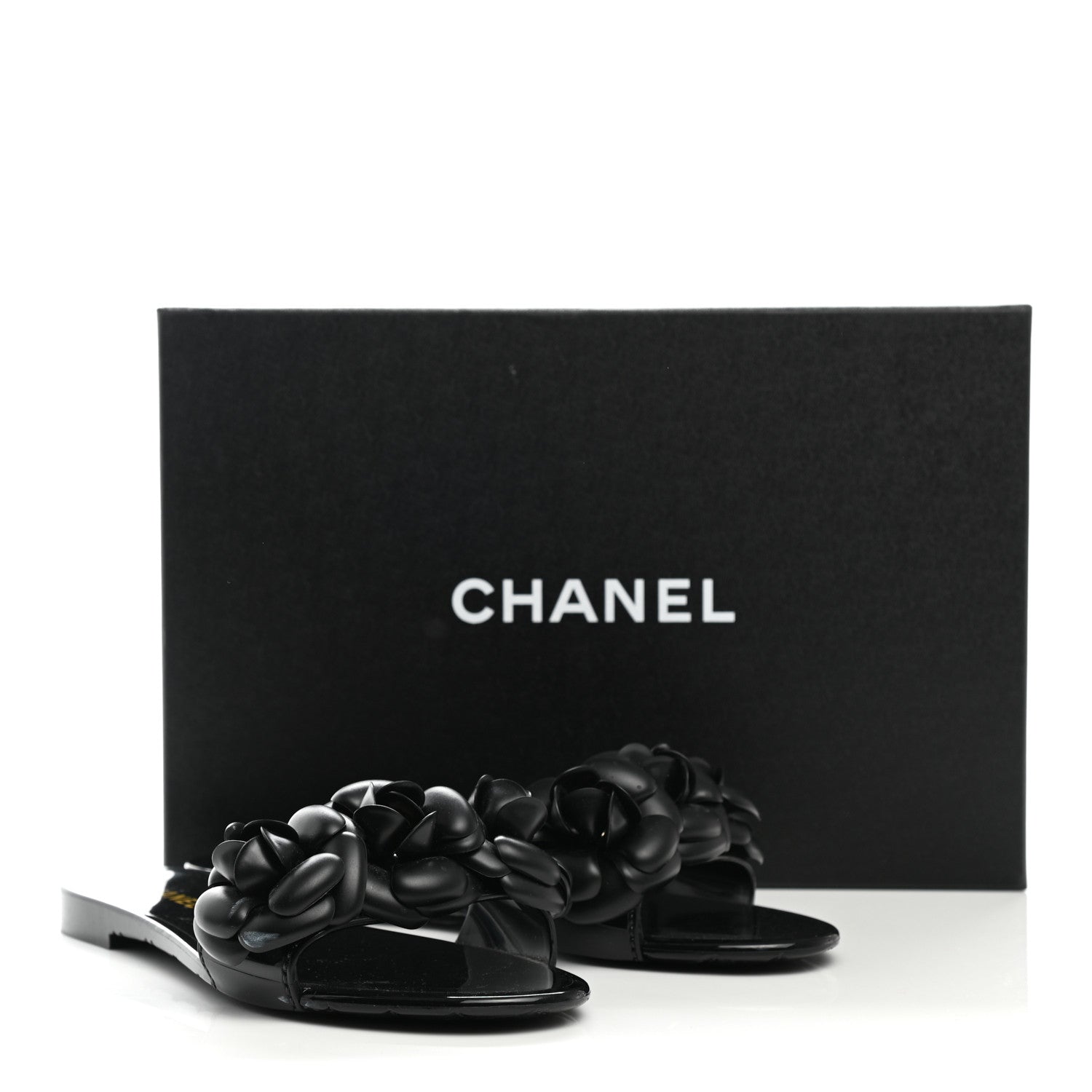 Chanel Patent Quilted Camellia Sandal 38 Black 14 of 14
