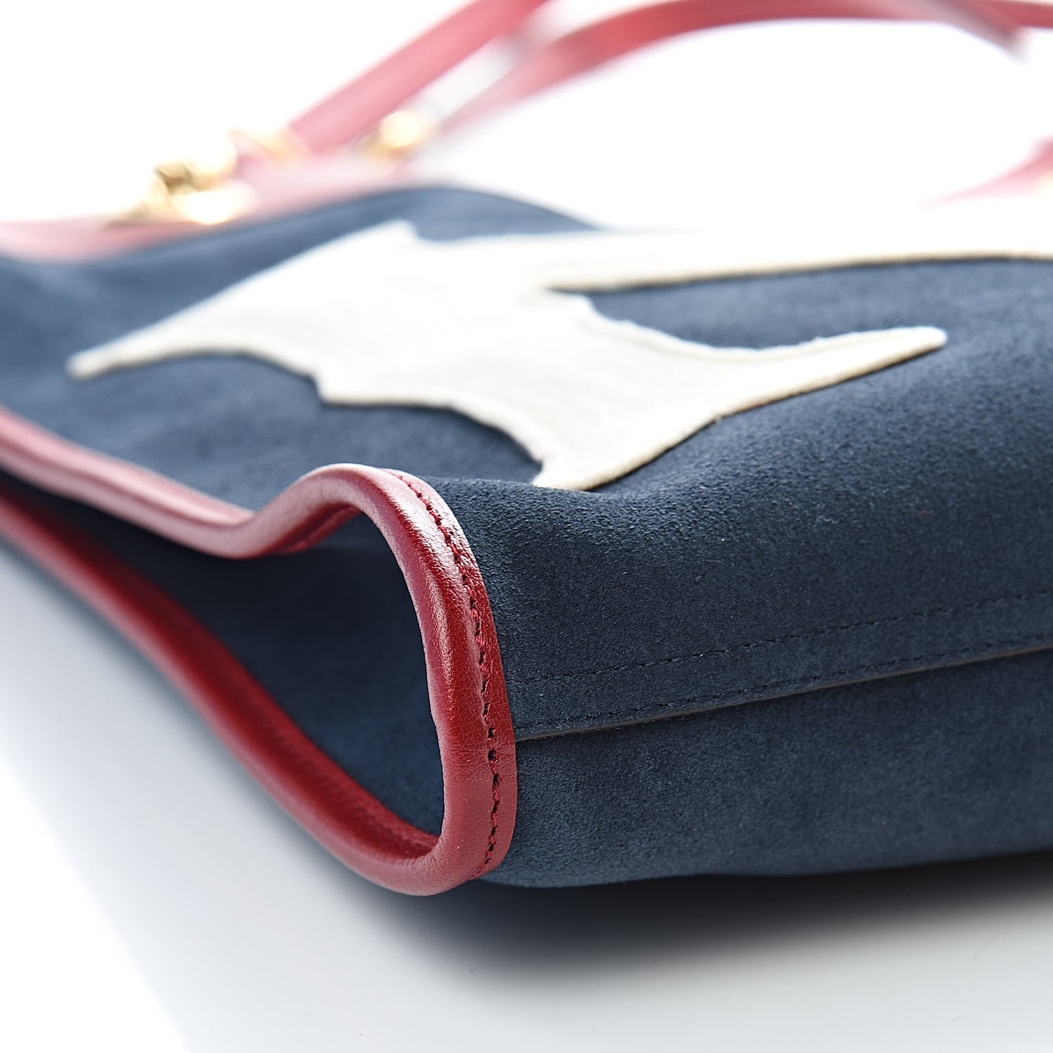 Gucci X MLB Suede Calfskin NY Yankees Large Rajah Chain Tote New Blue Romantic Cherry 10 of 12