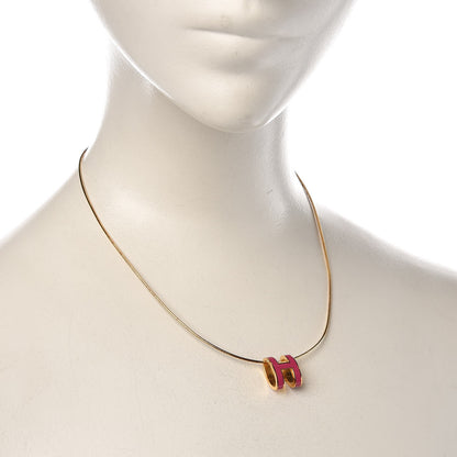 Hermes Lacquered Gold Pop H Pendant Necklace Rose Indien 2 of 4