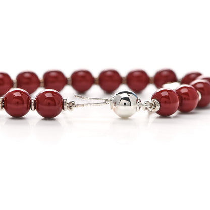 Gucci Sterling Silver Wood Boule Britt Bracelet Red 4 of 5