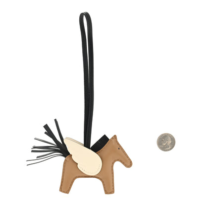 Hermes Milo Lambskin Grigri Rodeo Pegase Horse Bag Charm PM Sesame Black Nata 2 of 3