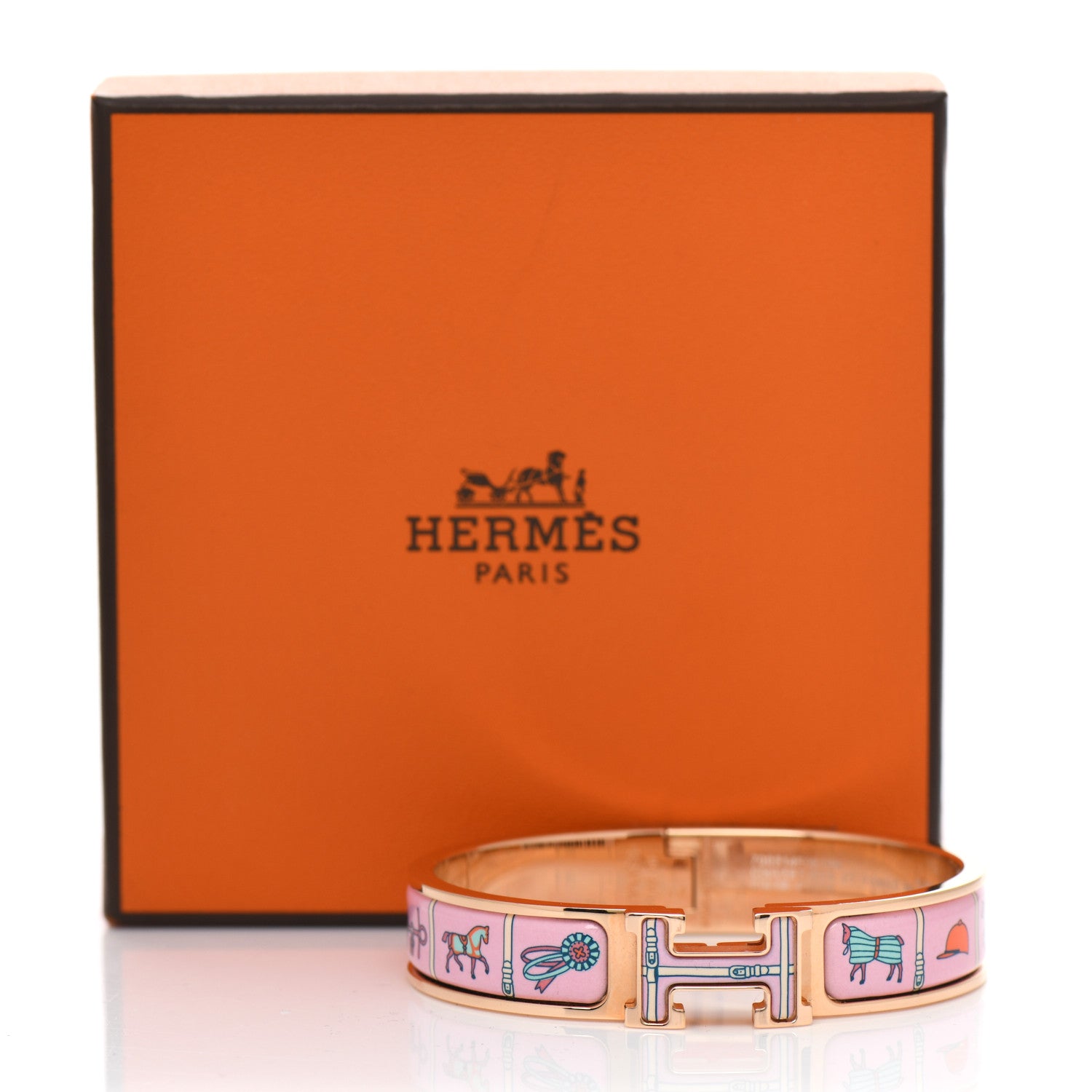 Hermes Enamel Printed Narrow Couvertures et Tenues de Jour Clic Clac H Bracelet PM Color Patch 6 of 6