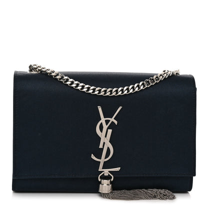 Saint Laurent Satin Small Classic Monogram Kate Tassel Satchel Navy Blue 1 of 11
