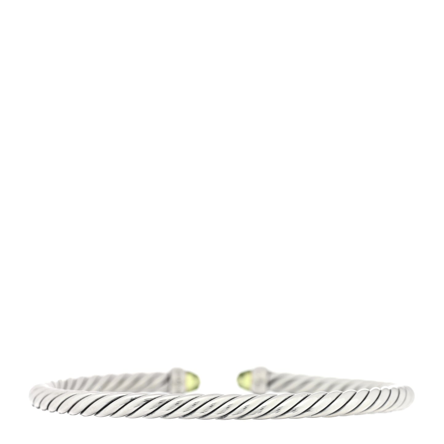 Sterling Silver Diamond Peridot 4mm Cable Flex Bracelet