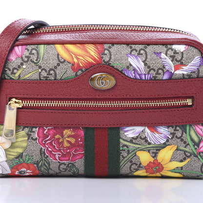 Gucci GG Supreme Monogram Flora Web Mini Ophidia Shoulder Bag Red 7 of 10