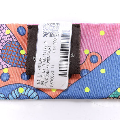 Hermes Silk Selle de Dignitaire Plumetis Twilly Rose Saumon Vert 4 of 4