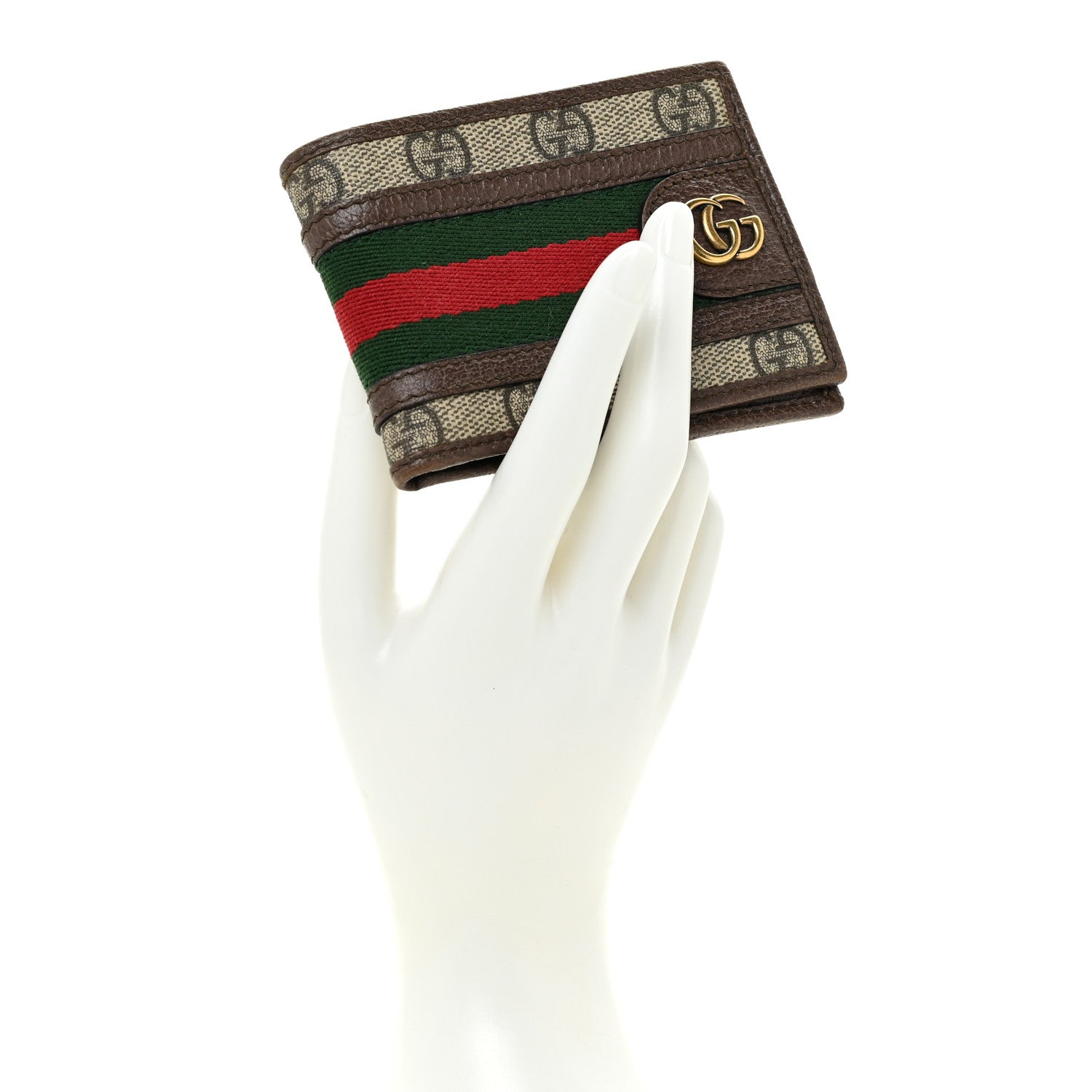Gucci GG Supreme Monogram Web Mens Ophidia Bi-Fold Wallet Beige New Acero 2 of 15