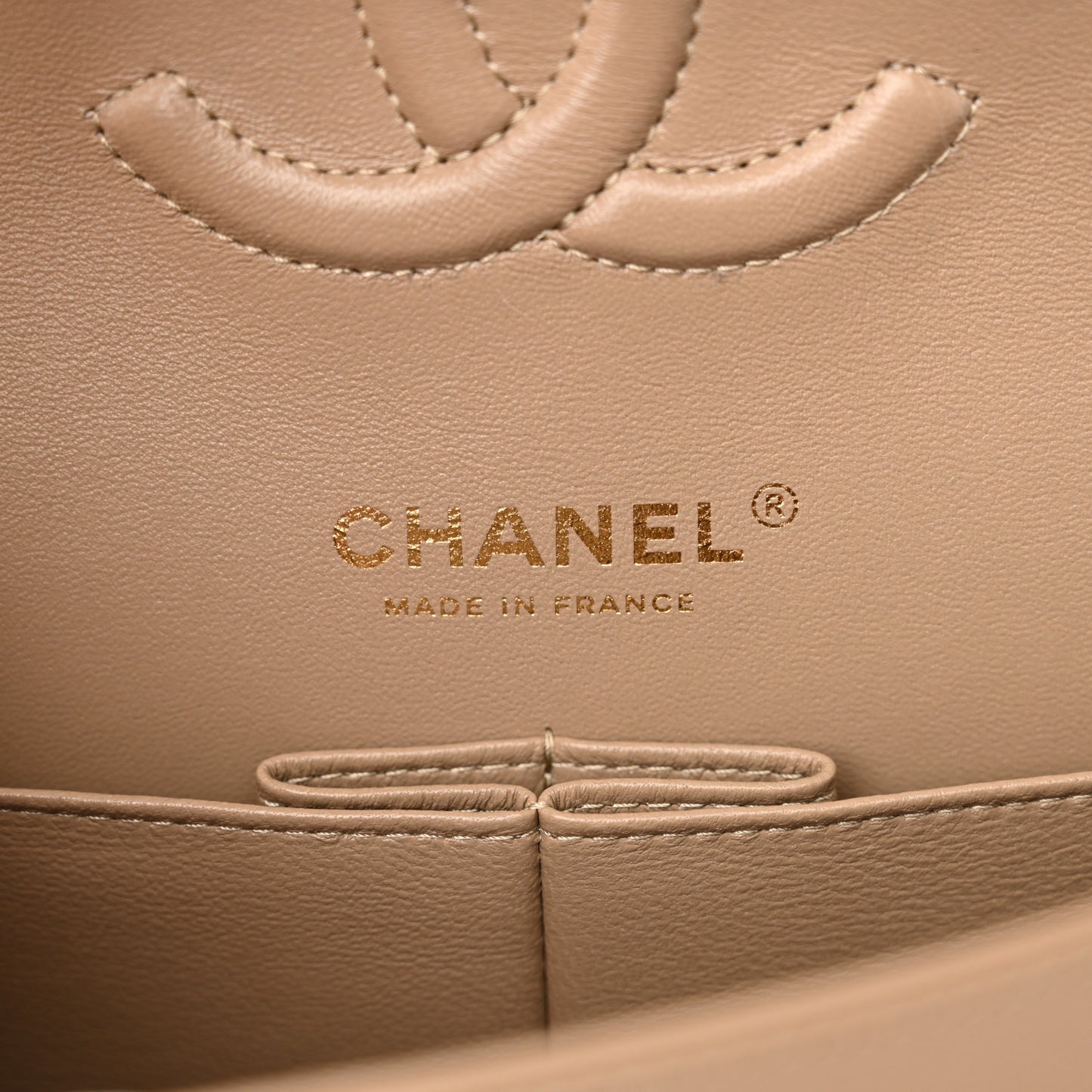 Caviar Quilted Medium Double Flap Dark Beige