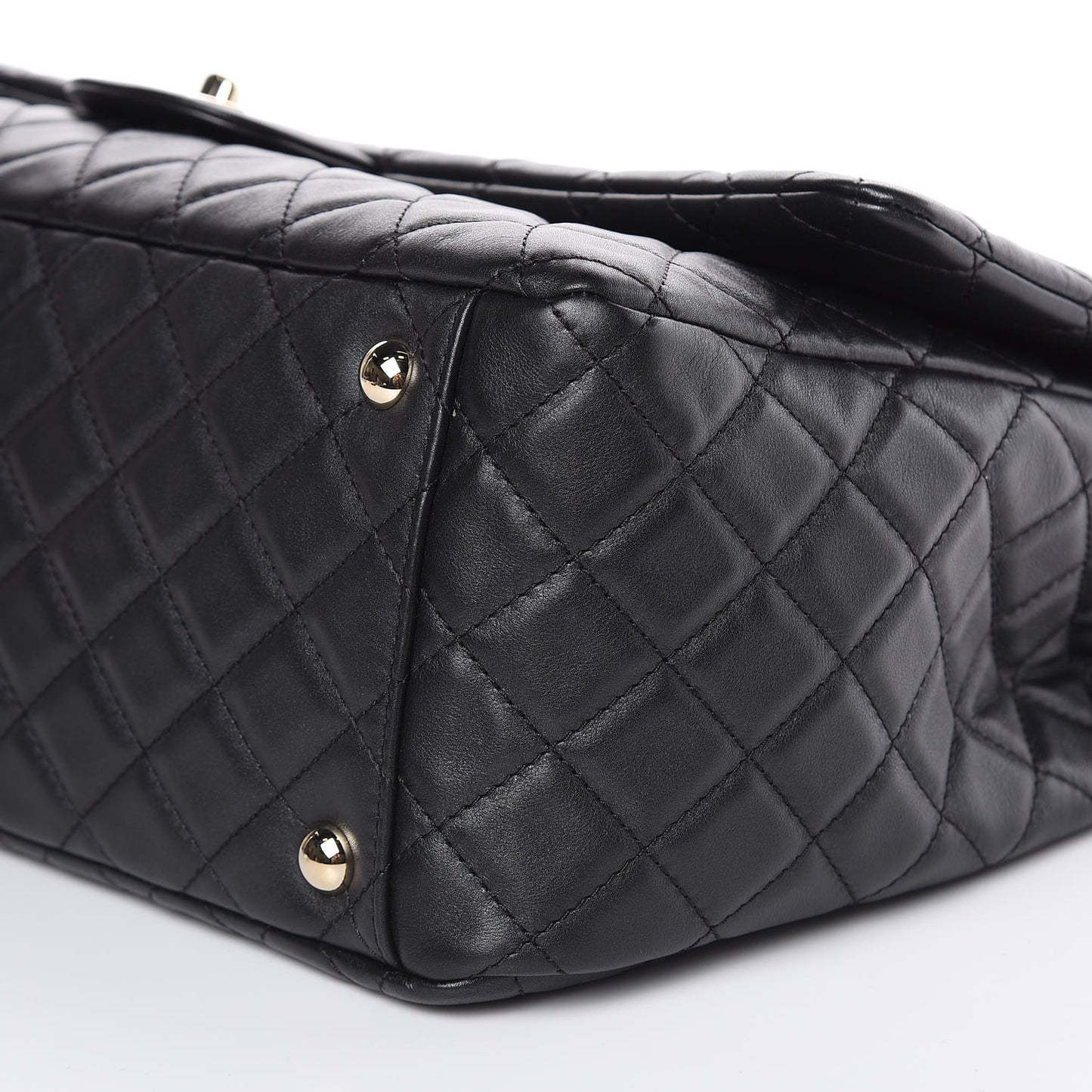 Calfskin Quilted XXL Travel Flap Bag Black