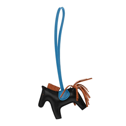 Hermes Milo Lambskin Grigri Rodeo Horse Bag Charm PM Black Gold Bleu Zanzibar 1 of 4
