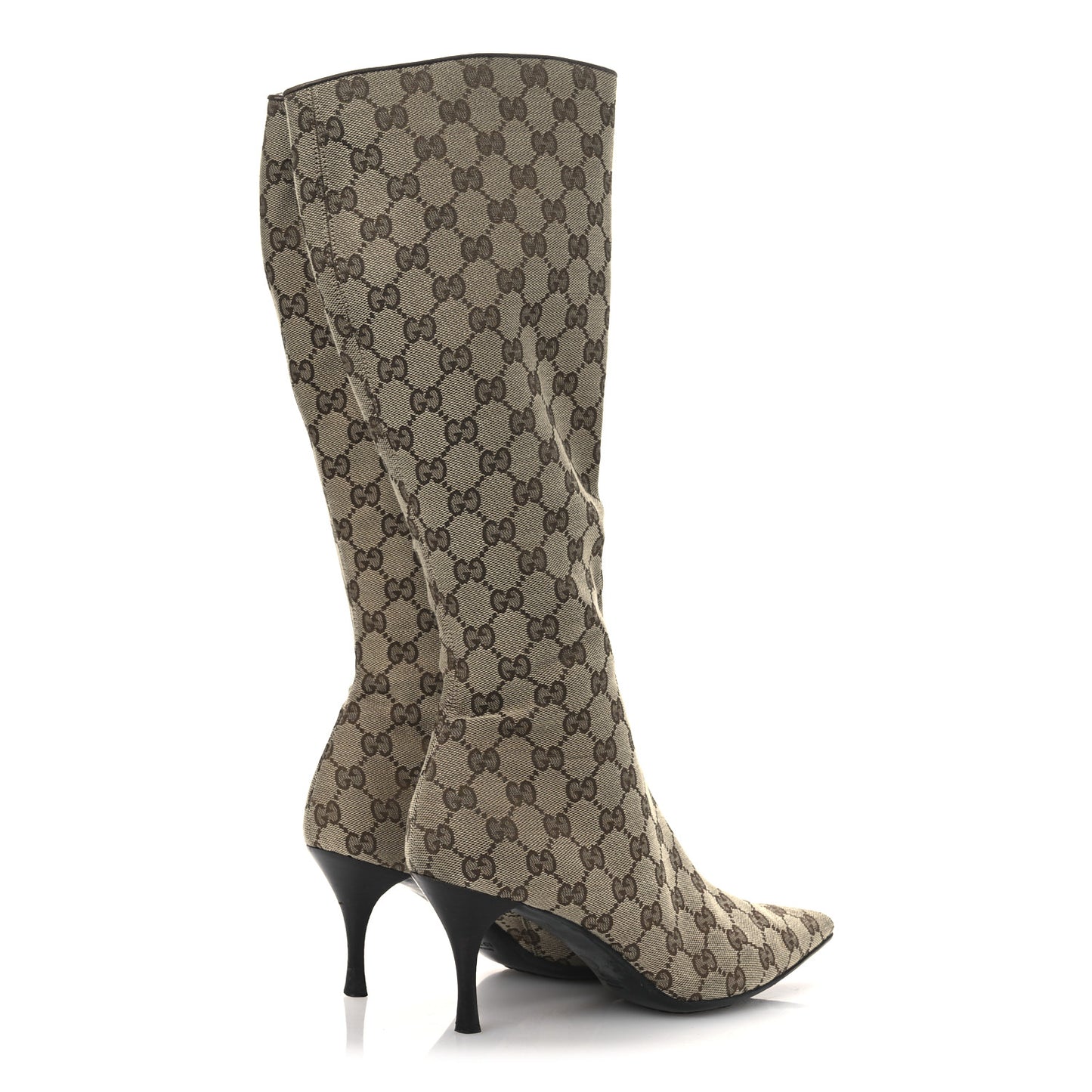 Monogram Womens Tall Boots 38 Beige Ebony