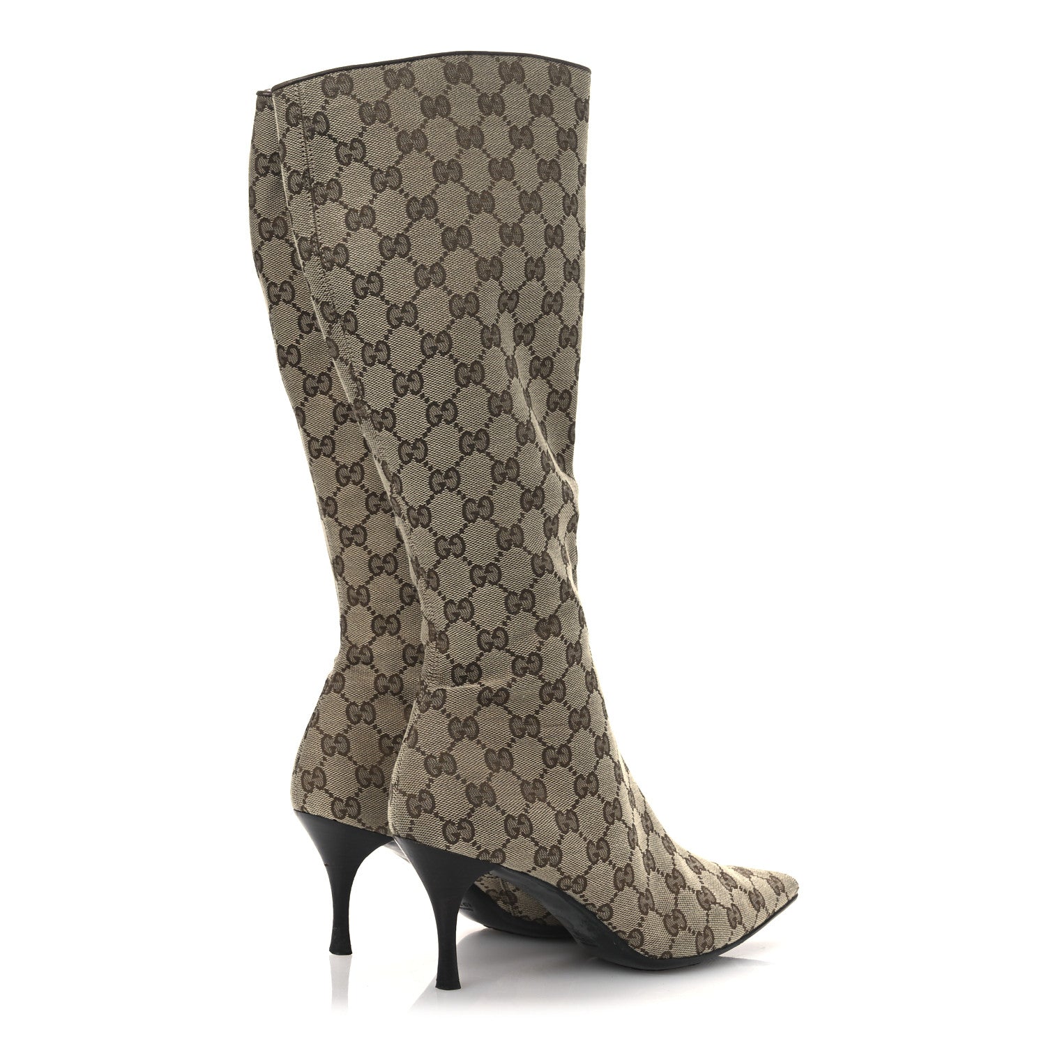 Gucci Monogram Womens Tall Boots 38 Beige Ebony 5 of 11