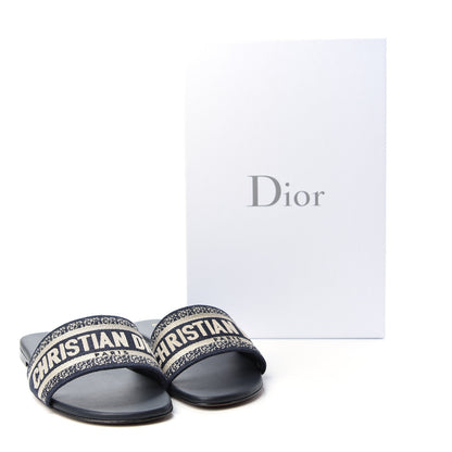 Christian Dior Canvas Embroidered Dway Mules Slide Sandals 39 Deep Blue 11 of 11